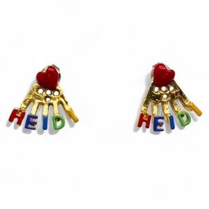 Vintage Gold Tone Multi Color HEIDI Personalized Two Piece Collectible Earrings